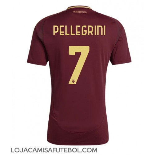 Camisa de Futebol AS Roma Lorenzo Pellegrini #7 Equipamento Principal 2024-25 Manga Curta